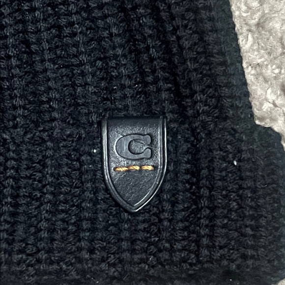 Black Coach Rib Knit Beanie - Picture 2 of 3